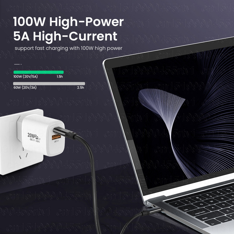 Cablu USB 3.2 tip C la USB C Gen2 PD 100W USB-C la USB C Cablu de încărcare Cablu de nailon Cablu pentru Samsung S9 S8 Macbook Pro