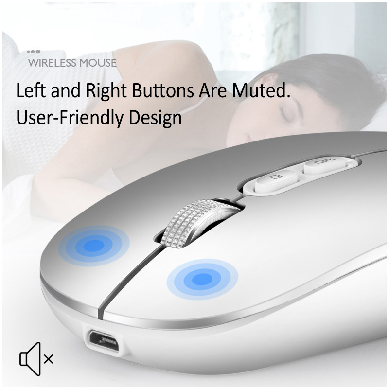 Mouse fără fir reîncărcabil, ergonomic, portabil, silențios, mouse 2.4G, pentru laptop, Android, Windows Mac