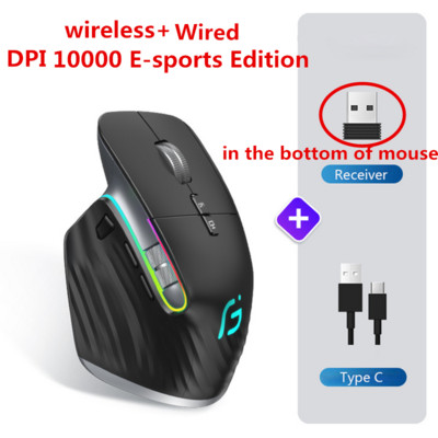 2,4G Επαναφορτιζόμενο ποντίκι gaming Ασύρματο ποντίκι Bluetooth RGB εργονομικά ποντίκια 5 ταχύτητας 10000 DPI E-sports για φορητό υπολογιστή Tablet Macbook