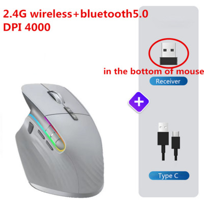 2,4G Επαναφορτιζόμενο ποντίκι gaming Ασύρματο ποντίκι Bluetooth RGB εργονομικά ποντίκια 5 ταχύτητας 10000 DPI E-sports για φορητό υπολογιστή Tablet Macbook