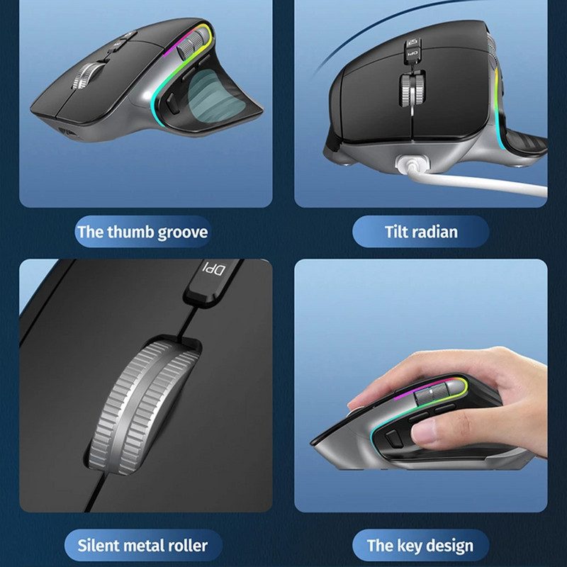 2,4G Επαναφορτιζόμενο ποντίκι gaming Ασύρματο ποντίκι Bluetooth RGB εργονομικά ποντίκια 5 ταχύτητας 10000 DPI E-sports για φορητό υπολογιστή Tablet Macbook