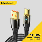 Kábel Essager PD 100W USB typu C, 7A, rýchlonabíjací kábel pre Huawei P50 P40 Samsung Honor OnePlus Poco F3, USB kábel