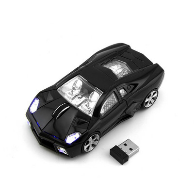 Vezeték nélküli egér 3D Sport Car Shape optikai számítógép Mause 2.4Ghz 1600DPI mini autós egerek USB vevővel laptop PC asztali számítógéphez