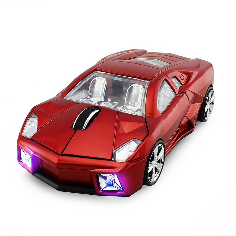 Vezeték nélküli egér 3D Sport Car Shape optikai számítógép Mause 2.4Ghz 1600DPI mini autós egerek USB vevővel laptop PC asztali számítógéphez