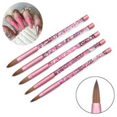 Profesionalus grynas Kolinsky plaukų akrilinis nagų šepetėlis pedikiūro apvalios formos šepetys su rožiniu skystu putojančiu blizgučiu rankų manikiūrui