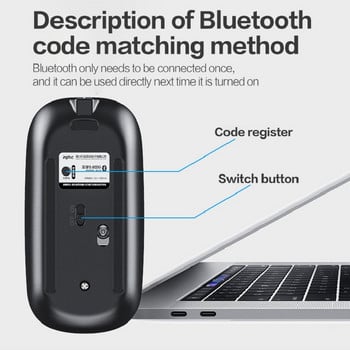 Inphic Mute Wireless 5.0 Bluetooth Ποντίκι γραφείου Υποστήριξη ποντικιών υπολογιστή πολλαπλών συστημάτων Μπαταρία λιθίου μεγάλης χωρητικότητας 500 mah