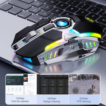 RGB безжична мишка Gaming Mouse Gamer Компютърна мишка Безшумна акумулаторна USB Mause 7 клавиша Мишки с LED подсветка за компютърни лаптопи