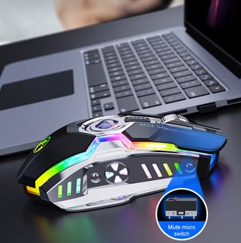 RGB безжична мишка Gaming Mouse Gamer Компютърна мишка Безшумна акумулаторна USB Mause 7 клавиша Мишки с LED подсветка за компютърни лаптопи