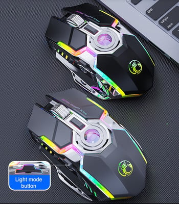 RGB безжична мишка Gaming Mouse Gamer Компютърна мишка Безшумна акумулаторна USB Mause 7 клавиша Мишки с LED подсветка за компютърни лаптопи