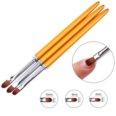 НОВИ 3бр. Професия Nail Art Метална дръжка Акрилен UV гел Extension Builder Flower Painting Рисуване Четка Инструменти за маникюр Мода