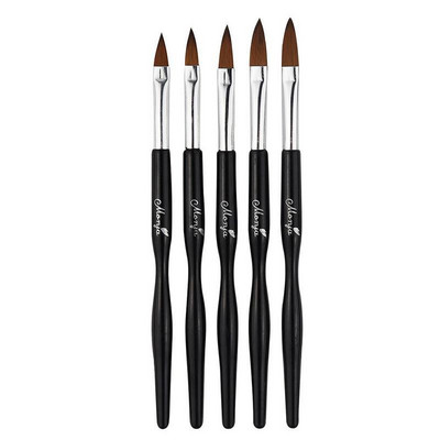 Set de 5 pixuri pentru unghii sculptate cu cristal negru, pudră pentru sculptură cu gel UV, perie de bricolaj, stilou lichid pentru unghii, desen pentru frumusețe, perie acrilice pentru unghii