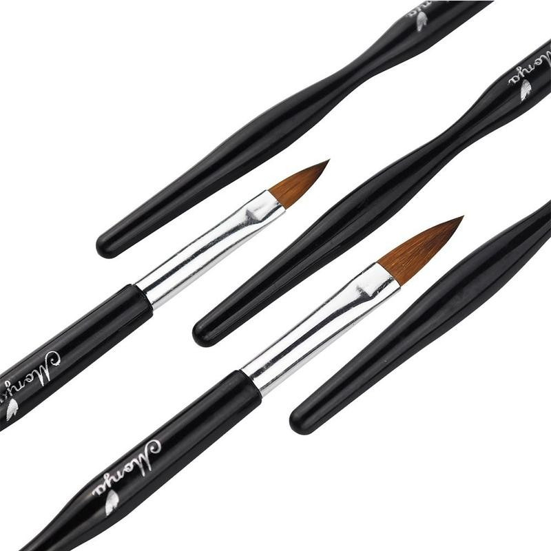 Set de 5 pixuri pentru unghii sculptate cu cristal negru, pudră pentru sculptură cu gel UV, perie de bricolaj, stilou lichid pentru unghii, desen pentru frumusețe, perie acrilice pentru unghii