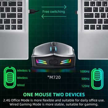 Machenike M7 Wireless Mouse Gaming Mouse PC Gamer 16000 DPI RGB Light Προγραμματιζόμενο επαναφορτιζόμενο διπλής λειτουργίας Οπτικά ποντίκια υπολογιστή