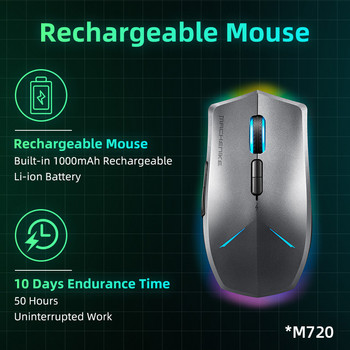 Machenike M7 Wireless Mouse Gaming Mouse PC Gamer 16000 DPI RGB Light Προγραμματιζόμενο επαναφορτιζόμενο διπλής λειτουργίας Οπτικά ποντίκια υπολογιστή