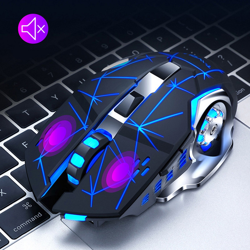 Belaidė pelė su USB įkraunama RGB pelė kompiuteriui nešiojamam kompiuteriui Macbook Bluetooth žaidimų pelė Gamer 2.4GHz 1600DPI