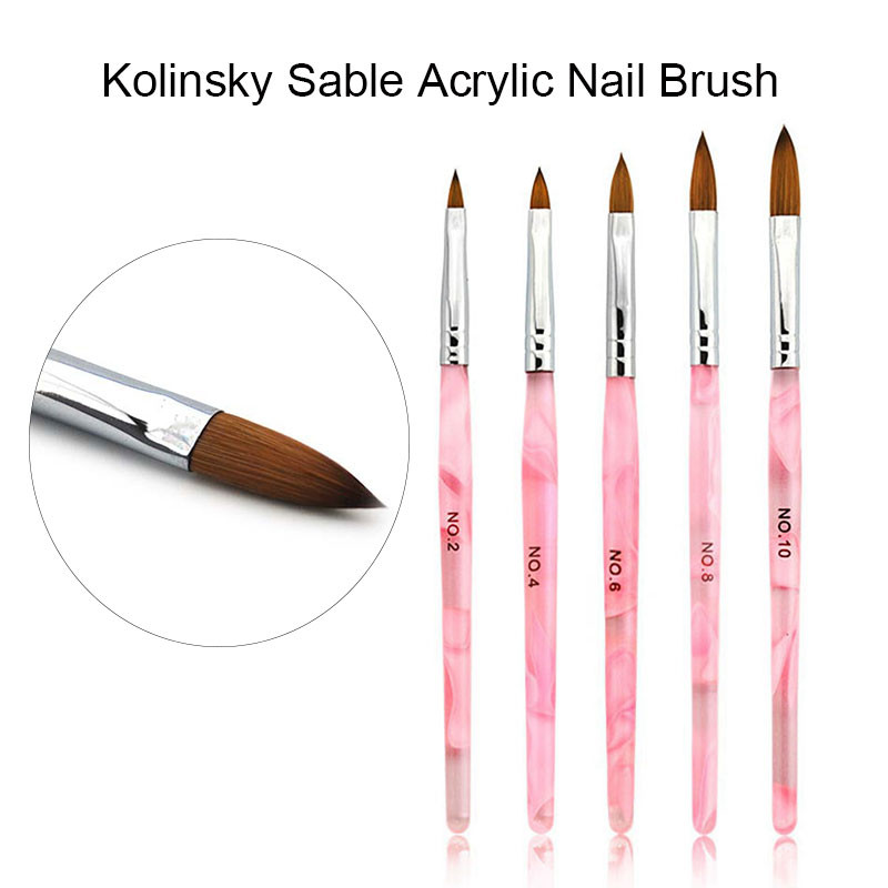 Perie acrilice pentru unghii Kolinsky Sable UV Gel pentru unghii Perie pentru unghii, pictură cu cristale, desen sculptat, pix punctat, perii pentru design de unghii DIY
