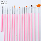 15db/készlet Akril körömkefe szett Gradient Nail Art pöttyös toll barkácsolás festő bélés ecset gél manikűr eszközökhöz CH1050