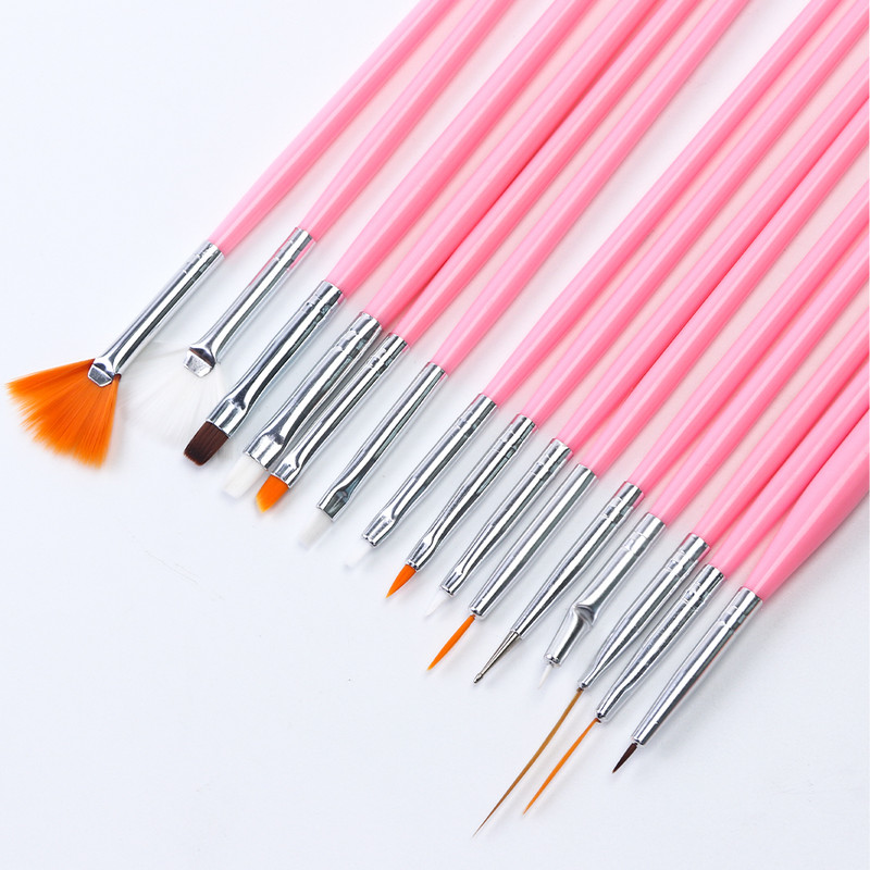 15db/készlet Akril körömkefe szett Gradient Nail Art pöttyös toll barkácsolás festő bélés ecset gél manikűr eszközökhöz CH1050