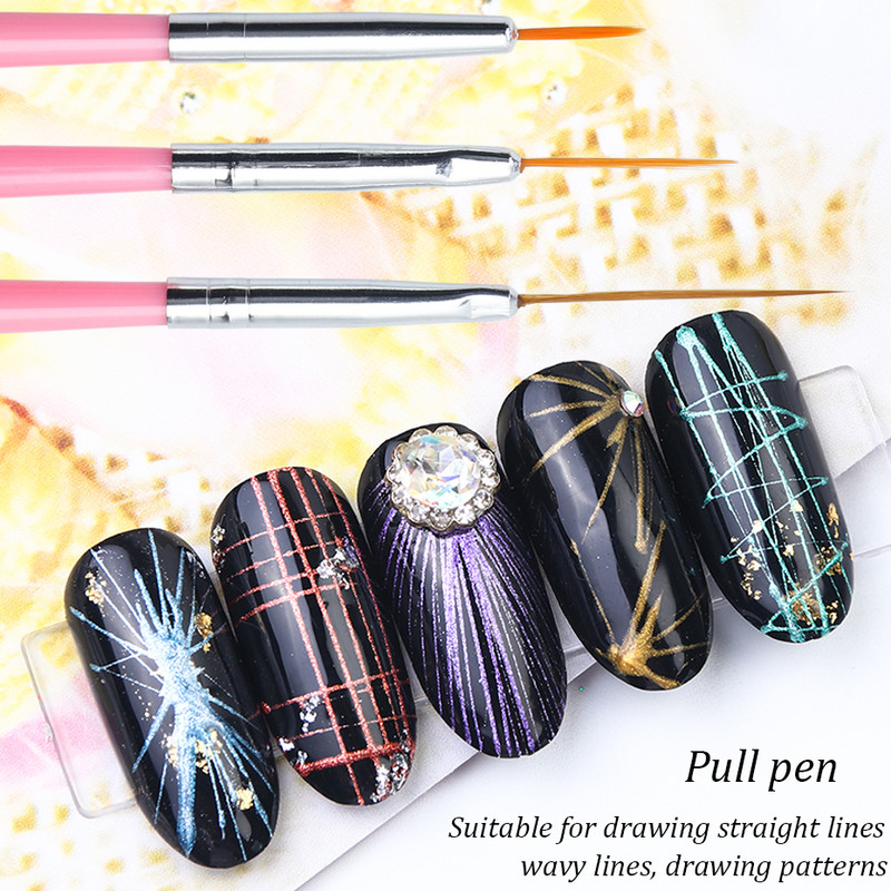 15db/készlet Akril körömkefe szett Gradient Nail Art pöttyös toll barkácsolás festő bélés ecset gél manikűr eszközökhöz CH1050
