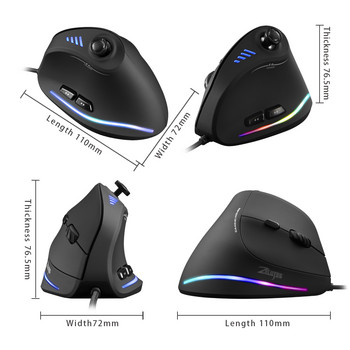ZELOTES C-18 Vertical Gaming Mouse 10000 DPI Programmable 11 Buttons USB Wired RGB Optical Remote Mouse Gamer Mouse for Laptop PC