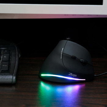 ZELOTES C-18 Вертикална игрална мишка 10000 DPI Програмируема 11 бутона USB Кабелна RGB Оптична дистанционна мишка Геймърски мишки за лаптоп PC