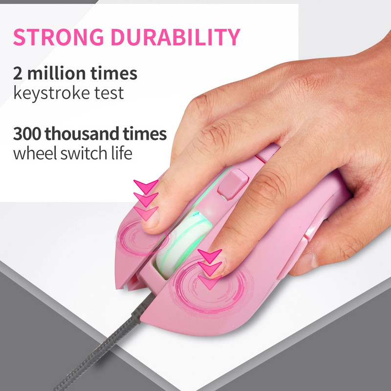 Mouse de computer roz Mouse de joc cu iluminare din spate colorat Mouse optic cu fir Moda Sailor Moon Mouse Fată Femei Mouse tăcut 2400 DPI