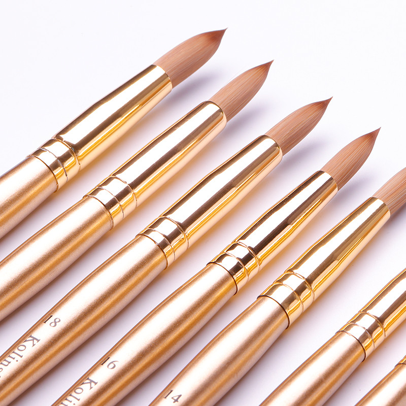 TIANMI Kolinsky Brush Sable Acrilic Perie pentru unghii Extensie unghii Gel UV Instrumente pentru constructii Instrumente pentru incepatori Auriu Noua sosire