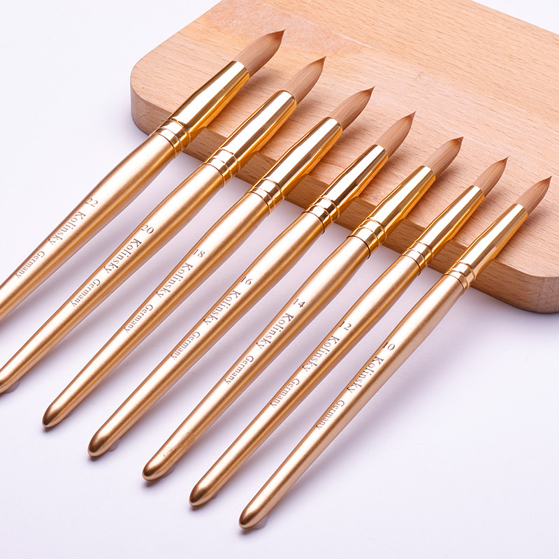 TIANMI Kolinsky Brush Sable Acrilic Perie pentru unghii Extensie unghii Gel UV Instrumente pentru constructii Instrumente pentru incepatori Auriu Noua sosire