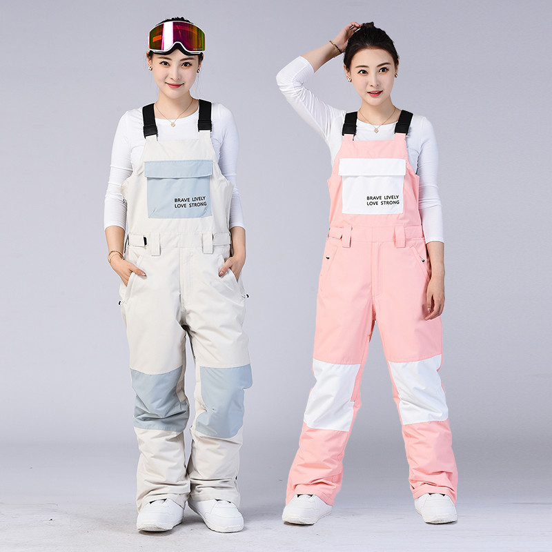 Moteriškas sniego kostiumas, dėvimas kombinezonai kelnės 10k neperšlampami slidinėjimo dirželiai šliaužtinukai snieglenčių drabužiai diržai kelnės lauke žiemos seilinukai