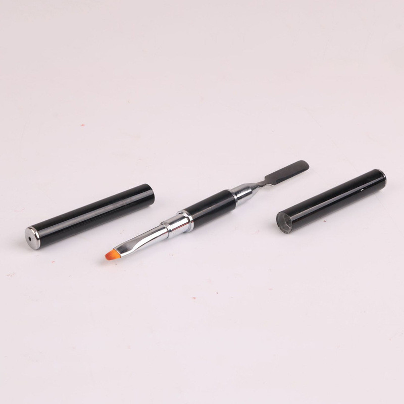1 buc Perie acrilice pentru oja cu cap dublu Vârf plat și spatulă cu gel din oțel inoxidabil Instrument profesional pentru aplicarea gelului, perie în 3 culori