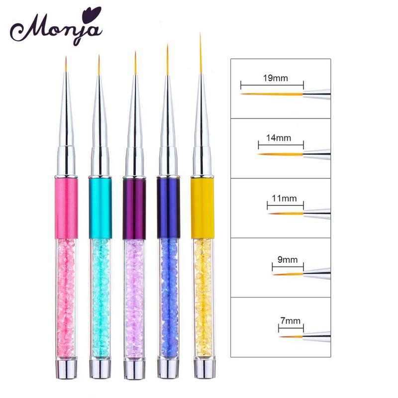 Monja Nail Art French Lines Stripes Liner Brush Gėlių dizainas Piešimas Piešimo rašiklis „Pasidaryk pats“ nagų šepetėliai Home „Pasidaryk pats“ manikiūro įrankis