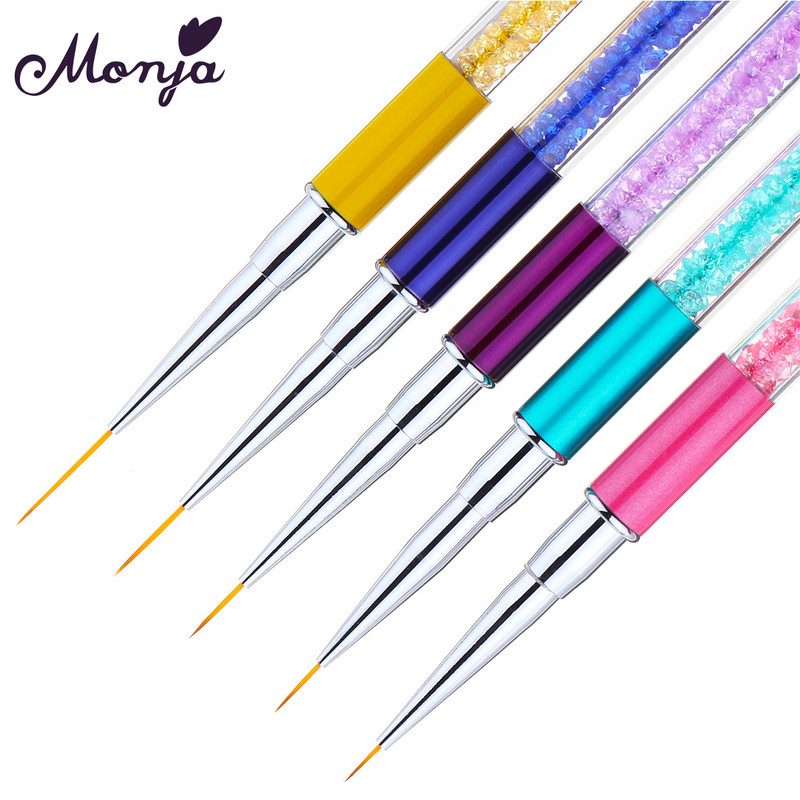 Monja Nail Art French Lines Stripes Liner Brush Gėlių dizainas Piešimas Piešimo rašiklis „Pasidaryk pats“ nagų šepetėliai Home „Pasidaryk pats“ manikiūro įrankis