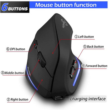 Σύνδεση 3 υπολογιστών Παιχνίδι κάθετου ασύρματου ποντικιού Εργονομικό ποντίκι RGB Οπτική σύνδεση Bluetooth Ποντίκια USB για Windows Mac 2400