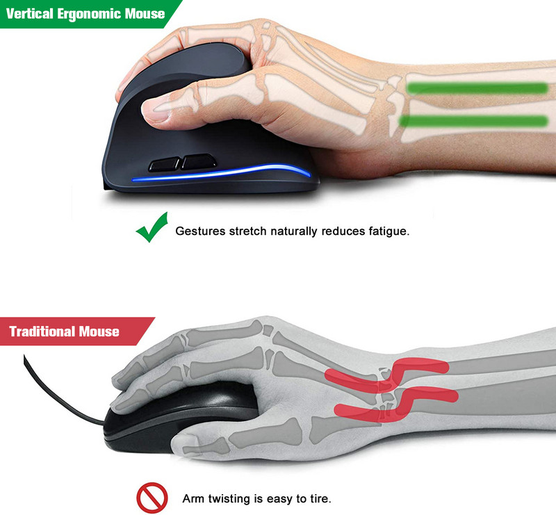 Prijunkite 3 kompiuterius vertikalios belaidės pelės žaidimas Ergonominė pelė RGB optinė Bluetooth jungtis USB pelės, skirtos Windows Mac 2400
