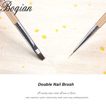 BQAN Oval Brush Double Head Pink Crystal Handle Nail Brush Liner Brush Painting Pen Gel Brush Crystal Nail Art Manicure