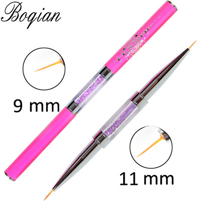 BQAN ovalus šepetėlis su dviguba galvute, rožine krištolo rankena, nagų šepetėlio pamušalu.