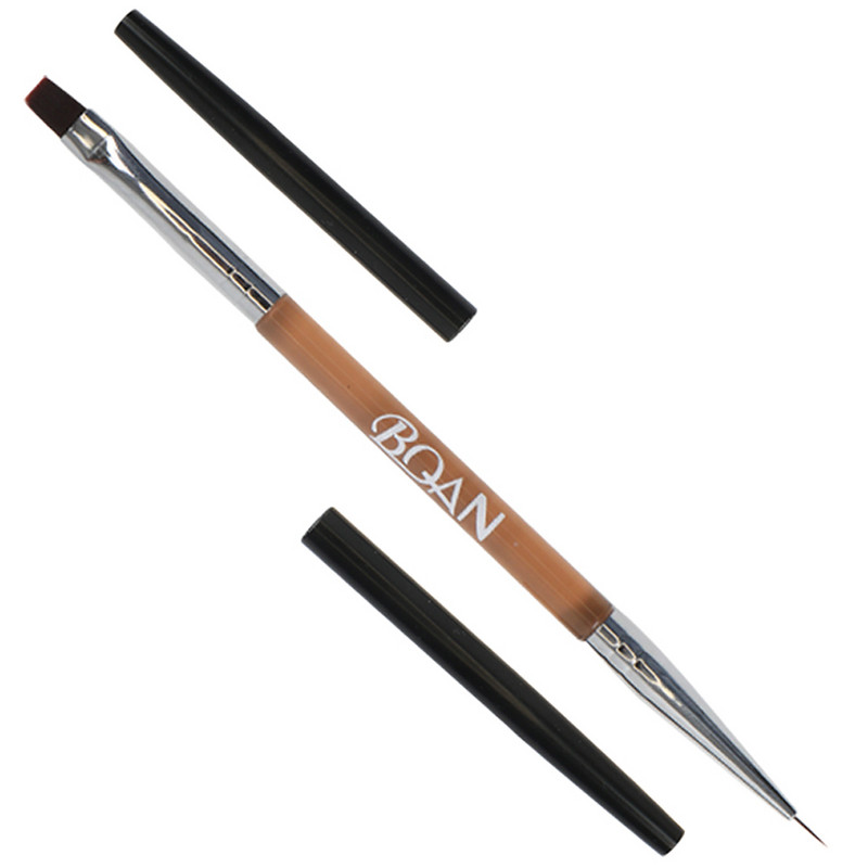 BQAN ovalus šepetėlis su dviguba galvute, rožine krištolo rankena, nagų šepetėlio pamušalu.