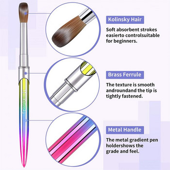 Kolinsky Acrylic Nail Brush For Nail Art Brush Drawing Gel Extension Brushes Nails Pen Rhinestone Manicure Nail Art Tools
