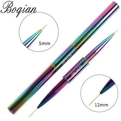 BQAN Rose Gold Dvigubos galvutės piešimo nagų šepetėlis Liner Brush Piešimo rašiklis Gel Brush Crystal Nail Art Brush Manikiūras