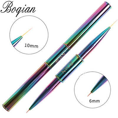 BQAN Rose Gold Dvigubos galvutės piešimo nagų šepetėlis Liner Brush Piešimo rašiklis Gel Brush Crystal Nail Art Brush Manikiūras