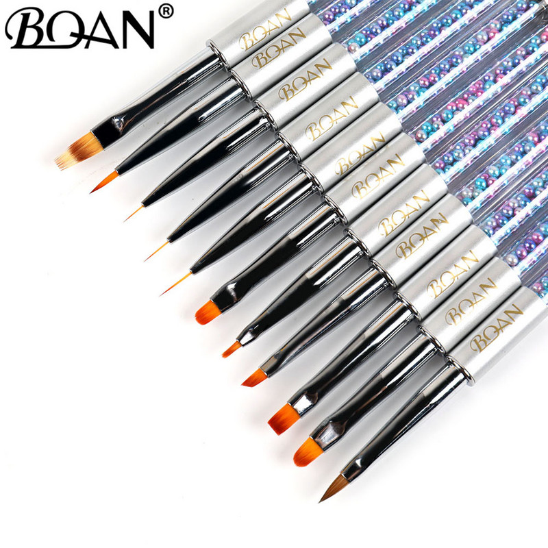 BQAN Nails UV gelio šepetėlis Nail Art Liner Painting Gradient Brush Spalvotas Peatl Rankenos Lineris Piešimo rašiklio teptukas
