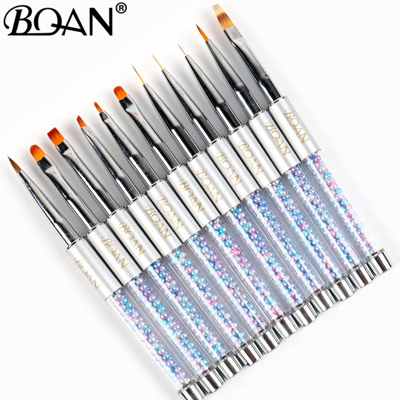 BQAN Nails UV gelio šepetėlis Nail Art Liner Painting Gradient Brush Spalvotas Peatl Rankenos Lineris Piešimo rašiklio teptukas