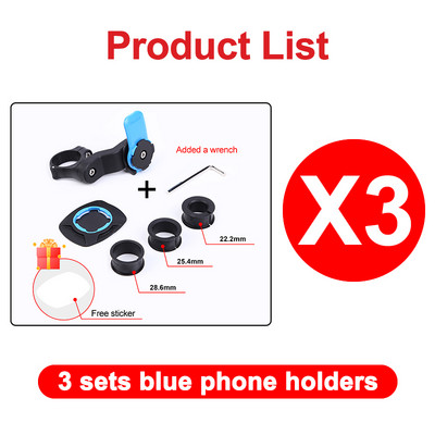 Plavi držač za telefon za bicikl otporan na udarce, upravljač motocikla, podrška za navigaciju, nosač za bicikl, držač, stalak za iPhone Xiaomi
