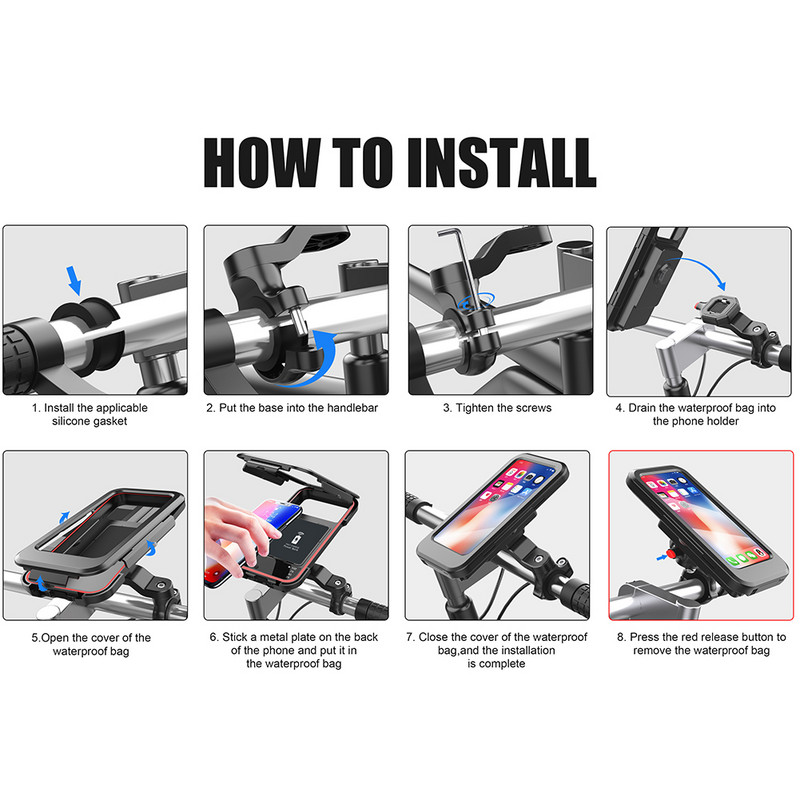 Βάση τηλεφώνου ποδηλάτου μοτοσικλέτας 15W ασύρματος φορτιστής τιμόνι βάση στήριξης Οθόνη αφής Βάση κινητού τηλεφώνου για iPhone Xiaomi