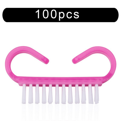 10/50/100 vnt Naujas nagų akrilo šepetėlio valymas Pašalinti dulkes Šepetys Nagų pedikiūras Plastikinis gelis manikiūro šepetėliai Rankenos šveitimo įrankis