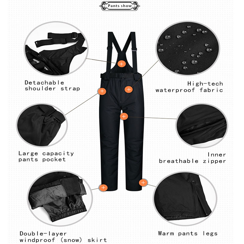 Naujos žieminės storos šiltos slidinėjimo kelnės vyrams, moteriškoms mėgėjams, vėjui nepralaidžios, vandeniui atsparios kelnės, kelnės snieglenčių sportui plius dydis