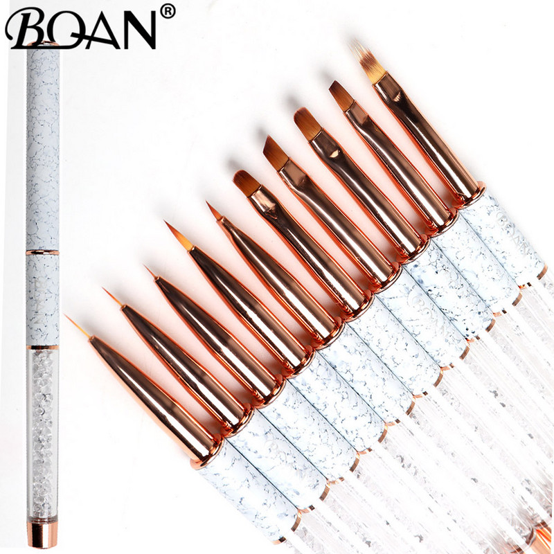 BQAN marmurinio rožinio aukso nagų dailės šepetėlis deimantinis gradiento nagų šepetėlis, dažymo linijos teptukai krištolo akrilo plonas įdėklas piešimo rašiklis