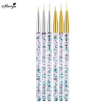 Monja 3 τμχ/Σετ 7/9/11mm Nail Art Ακρυλικό γαλλικό πινέλο ζωγραφικής Flower Design Stripes Lines Liner DIY Σχέδιο στυλό Εργαλεία μανικιούρ