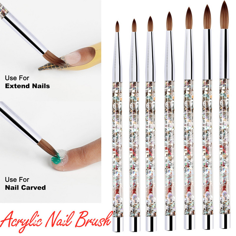7 dimensiuni din nailon, gel UV, căptușeală, pix, perie de desen acrilic, pentru unghii, mâner cu sclipici lichid, instrument pentru arta unghiilor, vopsea pentru manichiură