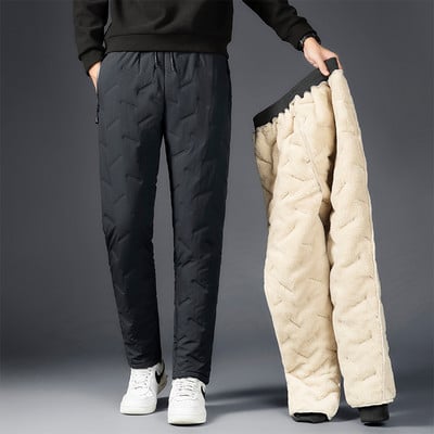 Unisex Fleece Jogging Bottoms Winter Lambswool Warm Thicken Sweatpants Men Fashion Joggers WaterProof Casual Pants Plus Trousers